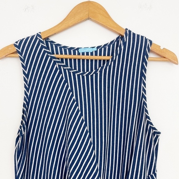 J. McLaughlin Blue 100% Cotton Striped Knotted Midi Dress Size Medium - Picture 3 of 15